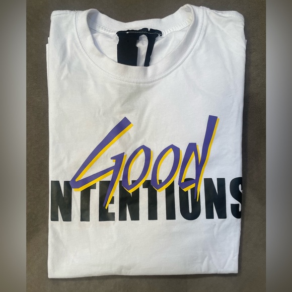 V-Lone Nav Good Intentions T-Shirt. Mens size Large - Picture 3 of 3